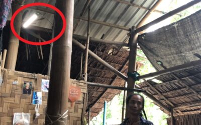 宅内のあかりとして活用されているエネループソーラーストレージ（赤丸部分）